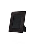 4" x 6" Black Cowhide Picture Frame with Mat