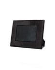 4" x 6" Black Cowhide Picture Frame with Mat
