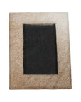 4" x 6" Black Cowhide Picture Frame with Mat