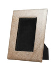 4" x 6" Black Cowhide Picture Frame with Mat