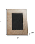 4" x 6" Black Cowhide Picture Frame with Mat