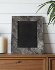 5" x 7" Gray Cowhide Hanging & Tabletop Picture Frame with Mat