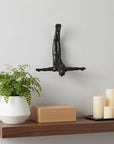 7" X 7" Black Resin Diving Man Hanging Dimensional Sculpture