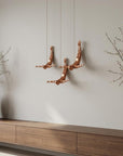Set of Three Black Resin Diving Man Hanging Dimensional Sculpture