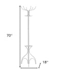 18" X 18" X 70" White Metal Coat Rack