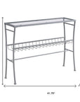42" Clear and Silver Glass and Metal Console Table With Shelf