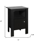 24" Black Wood Nightstand