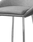 Set of Two 30" Gray And Silver Fabric And Metal Low Back Bar Chairs