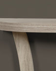 47" Taupe Half Moon Three Leg Console Table With Shelves