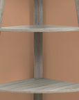 60" Taupe Wood Four Tier Corner Bookcase
