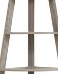 60" Taupe Wood Four Tier Corner Bookcase