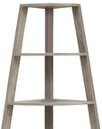 60" Taupe Wood Four Tier Corner Bookcase