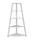 White Wood Four Tier Corner Bookcase