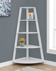 White Wood Four Tier Corner Bookcase