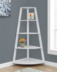 White Wood Four Tier Corner Bookcase