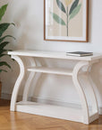 47" White Floor Shelf Console Table With Shelves
