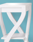 32" White Wood Square End Table With Two Shelves