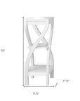 32" White Wood Square End Table With Two Shelves