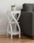 32" White Wood Square End Table With Two Shelves