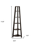 71" Espresso Wood Five Tier Corner Bookcase