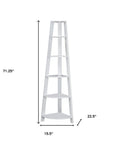 71" Espresso Wood Five Tier Corner Bookcase