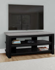 42" Black and Gray Open Shelving TV Stand