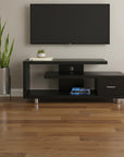 60" Dark Brown Cabinet Enclosed Storage TV Stand