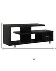 60" Dark Brown Cabinet Enclosed Storage TV Stand