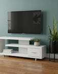60" Dark Brown Cabinet Enclosed Storage TV Stand