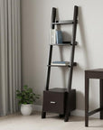 Brown Wood Four Tier Ladder Bookcase