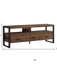 59" Brown and Black Cabinet Enclosed Storage TV Stand