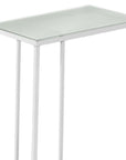 18.25" X 10.25" X 24" White Metal Tempered Glass Accent Table