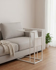 White Modern Metal And Glass Tv Table