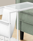 White Modern Metal And Glass Tv Table