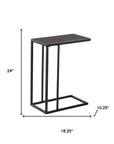 18.25" X 10.25" X 24" Black Metal Tempered Glass Accent Table