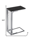 16" X 9" X 24.5" Blacksilver Mdf And Metal Accent Table