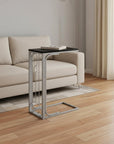 16" X 9" X 24.5" Blacksilver Mdf And Metal Accent Table