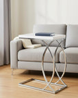 18.25" X 10.25" X 25" White Mdf Metal Accent Table