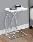 18.25" X 10.25" X 25" White Mdf Metal Accent Table