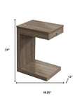 18.25" X 12" X 24" Dark Taupe Finish Hollow Core Accent Table