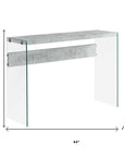 44" Gray And Clear Solid Console Table