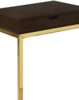 10.25" X 15.75" X 24.5" Cappuccino Finish And Gold Laminated Drawer Accent Table