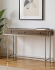 48" White and Silver Console Table And Drawers