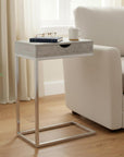 10.25" X 15.75" X 24.5" Cappuccino Finish And Gold Laminated Drawer Accent Table