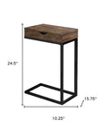 10.25" X 15.75" X 24.5" Cappuccino Finish And Gold Laminated Drawer Accent Table