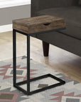 10.25" X 15.75" X 24.5" Cappuccino Finish And Gold Laminated Drawer Accent Table