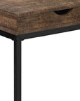 10.25" X 15.75" X 24.5" Cappuccino Finish And Gold Laminated Drawer Accent Table