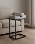 10.25" X 15.75" X 24.5" Cappuccino Finish And Gold Laminated Drawer Accent Table
