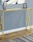 42" Clear And Gold Glass Frame Console Table
