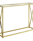 42" Clear And Gold Glass Frame Console Table